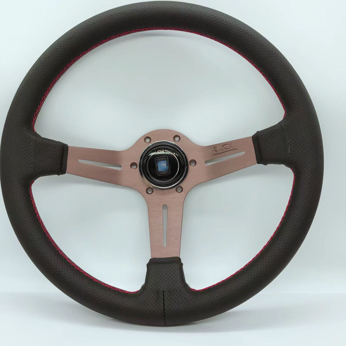 Volante de Cuero Negro y Marco de Titanio ND, Modificación Universal para Coches