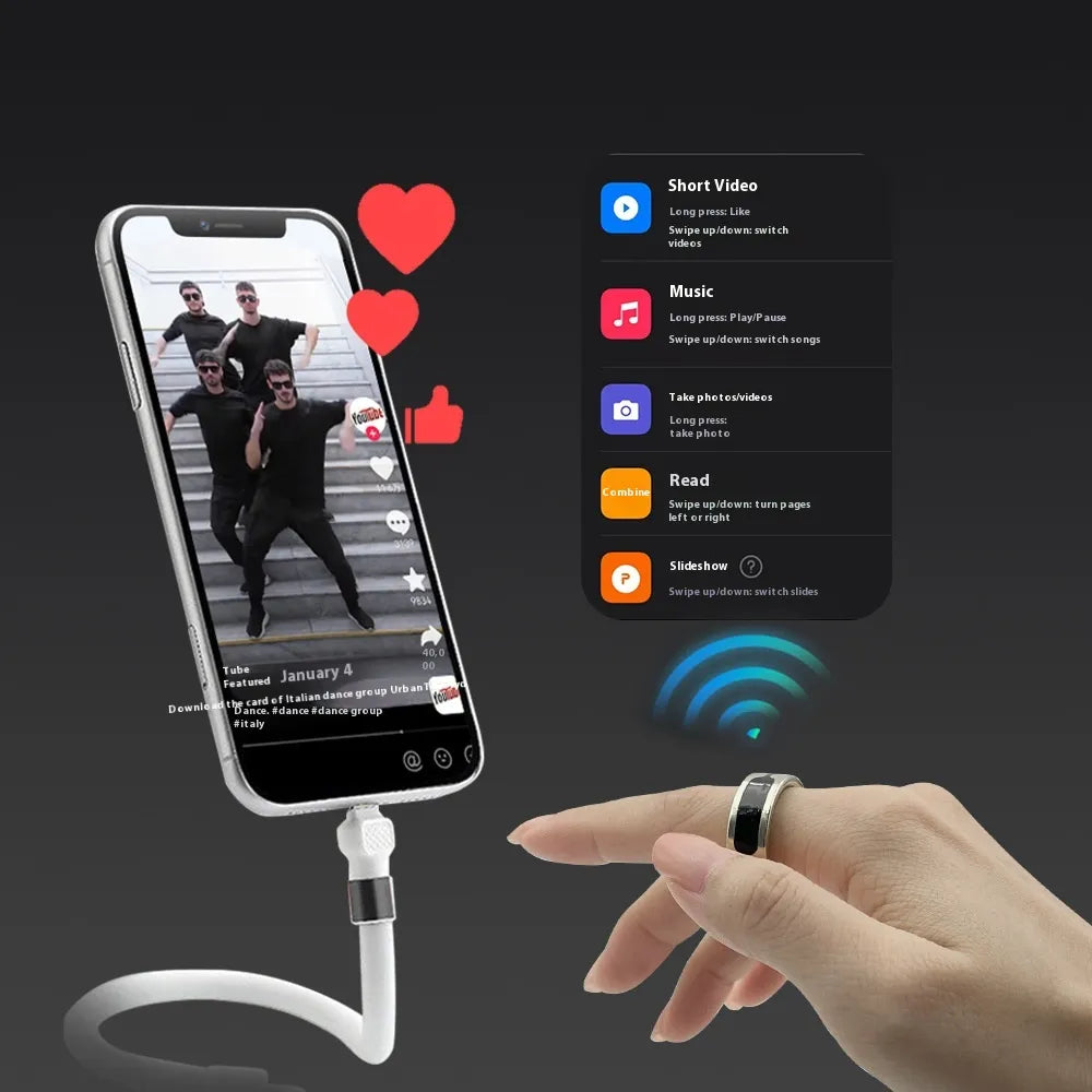 Anillo Inteligente Deportivo con Bluetooth y Monitor de Salud