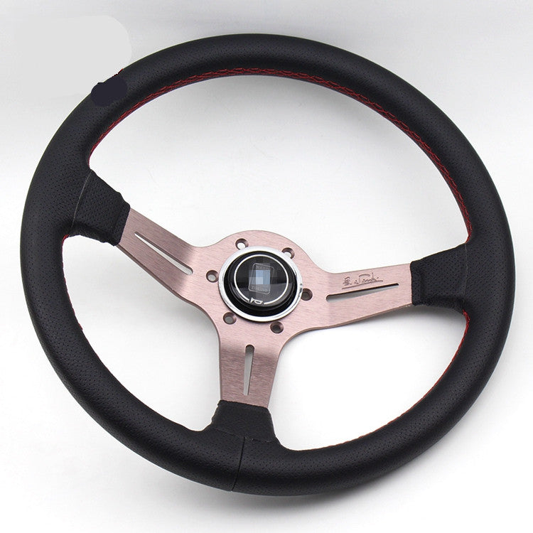 Volante de Cuero Negro y Marco de Titanio ND, Modificación Universal para Coches