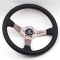 Volante de Cuero Negro y Marco de Titanio ND, Modificación Universal para Coches